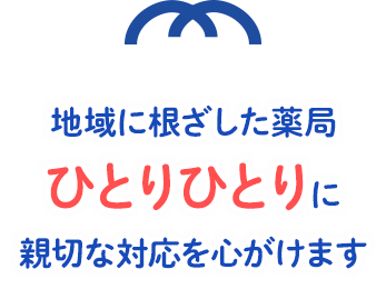 地域に根ざした薬局ひとりひとりに親切な対応を心がけます